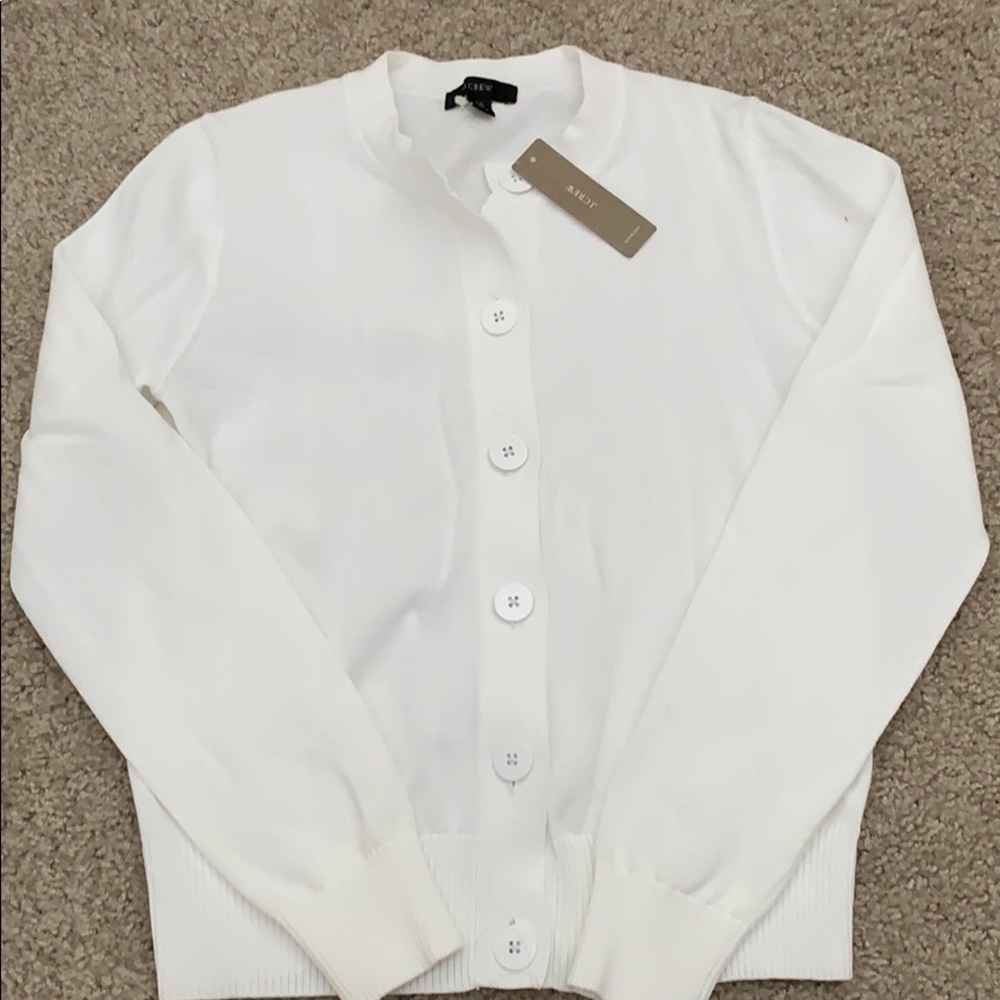 NWT j crew white XS 100% cotton cardigan